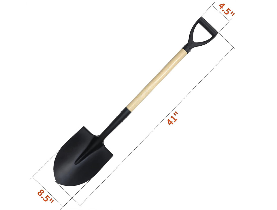 Garden Digging Shovel, Round Shovel, Wooden Garden Shovel With D-Handle